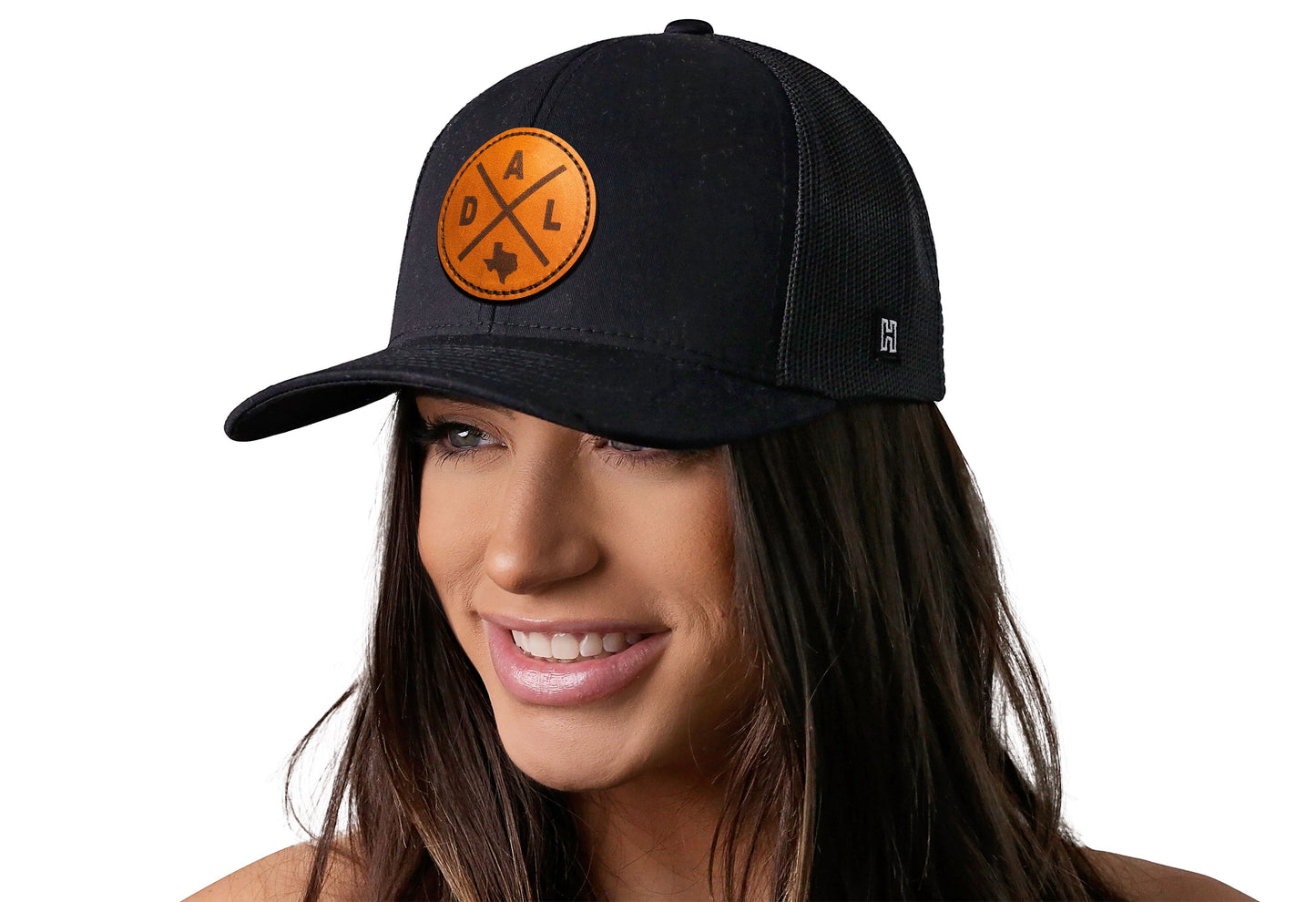 Dallas Trucker Hat Leather  |  Black DAL X Snapback