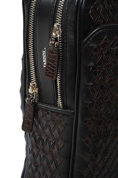 Tardini Woven Full-Grain Calfskin-Alligator Leather Briefcase Bag