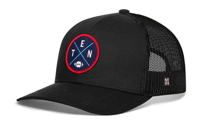 Tennessee Trucker Hat  |  Black TEN X Football Snapback