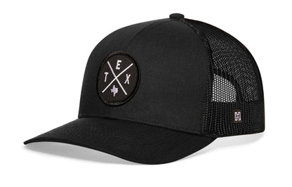 Texas Trucker Hat  |  Black TEX X Snapback