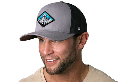 Diamond Mountain and Trees Trucker Hat  |  Gray-Black Outdoors Snapback