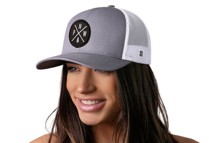 PNW Trucker Hat  |  Gray-White PNW X Snapback