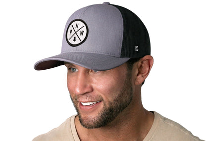 PNW Trucker Hat  |  Gray-Black PNW X Snapback