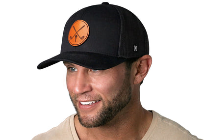 Golf Trucker Hat Leather  |  Black Club X Snapback