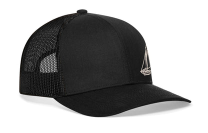 Sailboat Trucker Hat  |  Black  Snapback