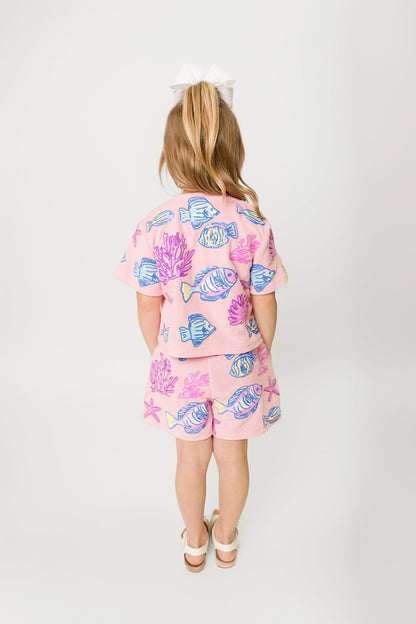 Under the Sea Terry Cloth Top - Light Pink
