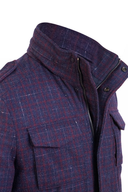 Carlo Barbera Meru Plaid Cashmere Jacket w/ Removable Trim