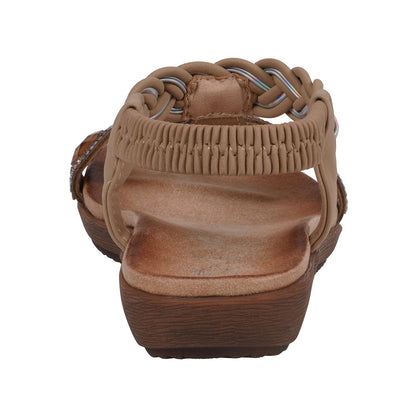 Women's Victoria Tan Jeweled Flat Sandals