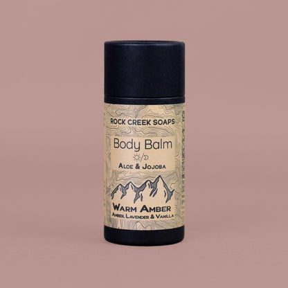 WARM AMBER BODY BALM | Solid Lotion Bar - Black Amber & Vanilla with French Lavender
