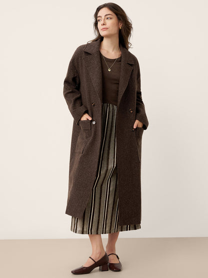 Wool Cotton Panel Crescent Waist Maxi Dress CORALINE