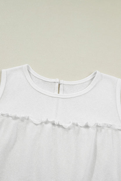 Solid Frilled Ruffle Tiered Tank Top