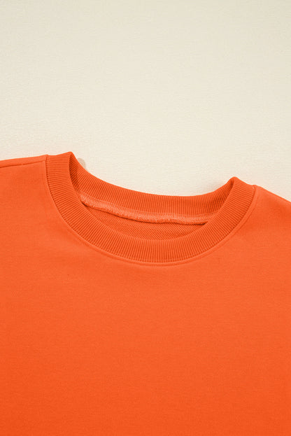Solid Drop Shoulder Crewneck Pullover Sweatshirt