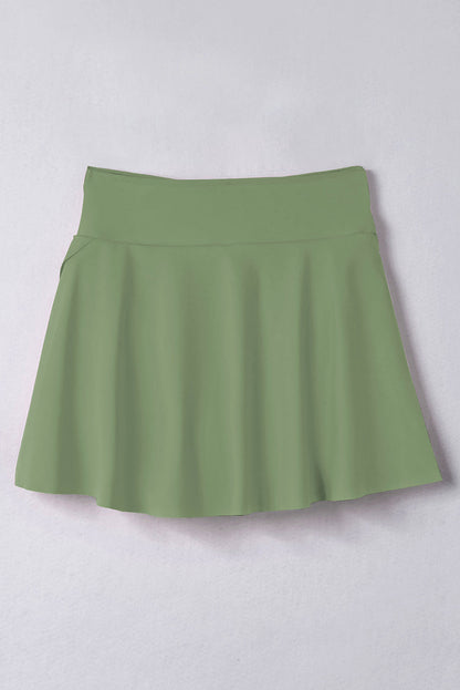 Solid Criss Cross Waist Flared Swim Skirt