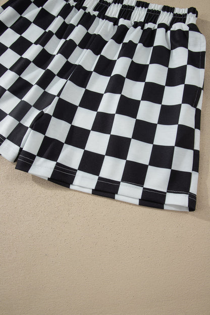 Checker Colorblock Mock Neck Top & Short Set