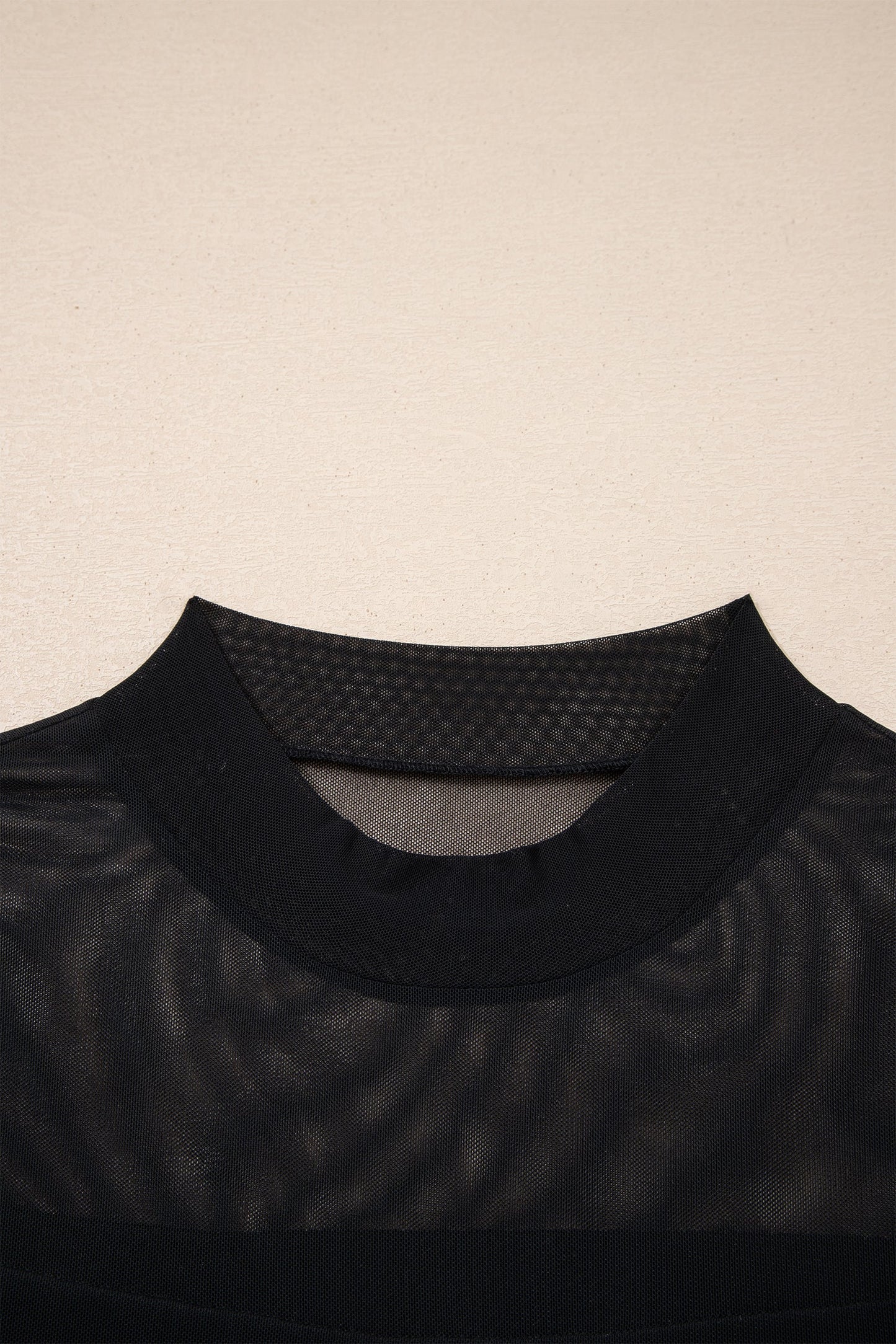 Sheer Mesh Patchwork Cap Sleeve T-Shirt