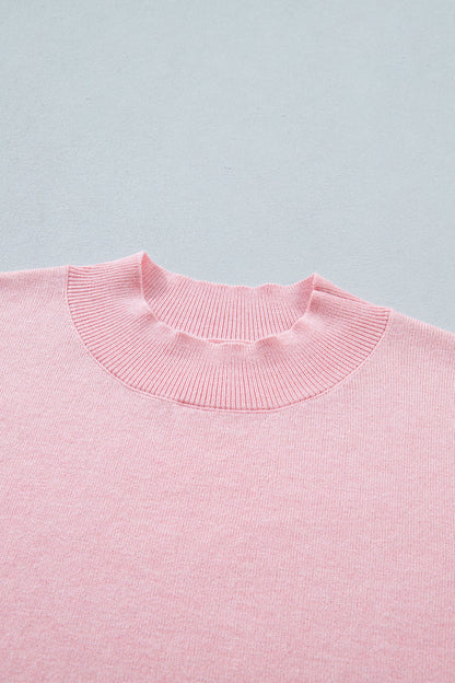Contrast Wavy Trim Short Sleeve Sweater