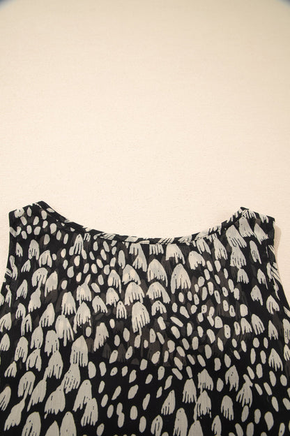 Abstract Dotted Sleeveless Maxi Dress