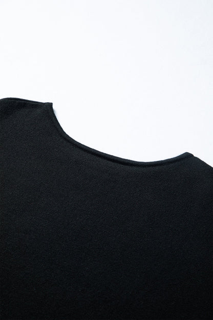 Solid Asymmetric Neck Sweater Mini Dress