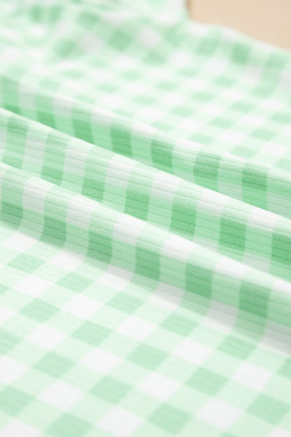 Gingham Long Sleeve Top and Shorts Set