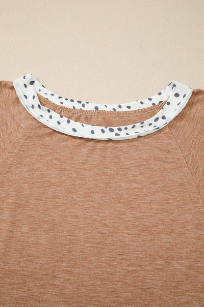 Plus Size Leopard Colorblock Patchwork Tee