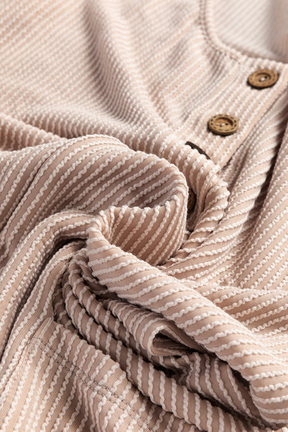 Corded Knit Side Pockets Buttoned Sleeveless Romper