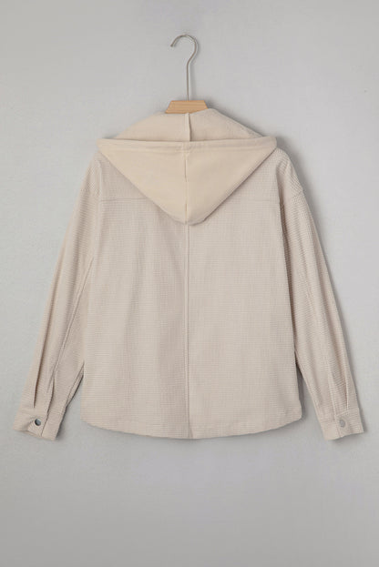 Textured Knit Pocketed Drawstring Hooded Jacket