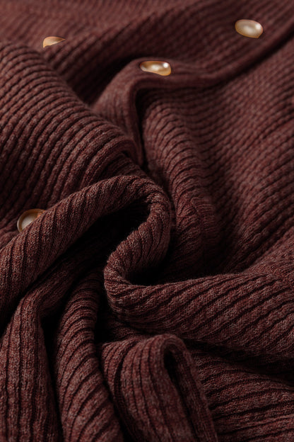 Ribbed Knit Flap Pocket Button-Up Shacket