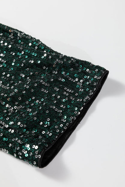 Sequin Open-Front Long Sleeve Cardigan