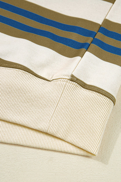 Stripe Crewneck Drop Shoulder Sweatshirt