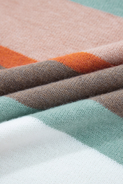 Stripe Colorblock Drop Shoulder Sweater