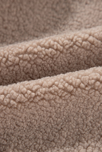 Solid Zip-Up Pocketed Fuzzy Jacket