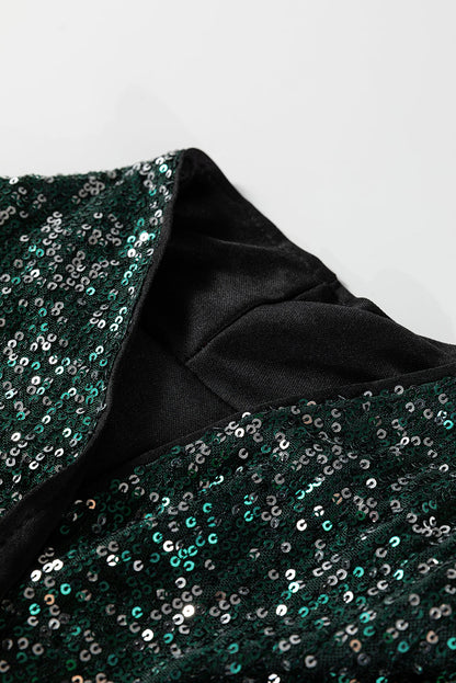 Sequin Open-Front Long Sleeve Cardigan