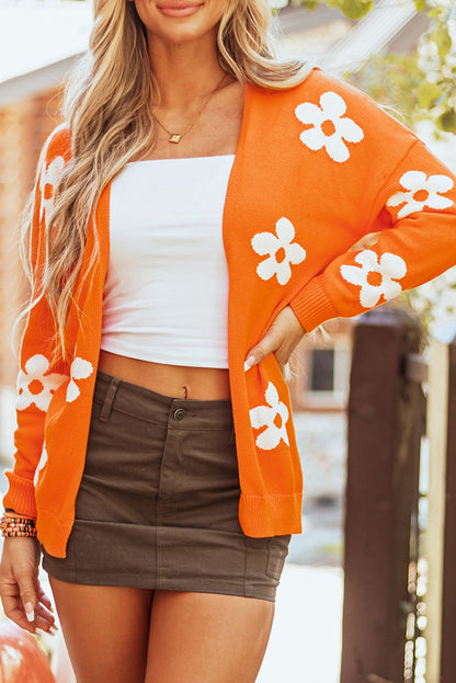Floral Open-Front Cardigan