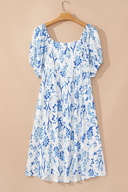 Plus Size Floral Sweetheart Neck Midi Dress