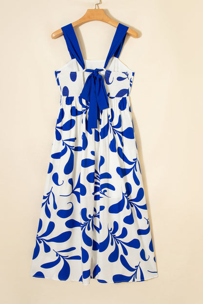 Floral Crisscross Tie-Back Sleeveless Maxi Dress