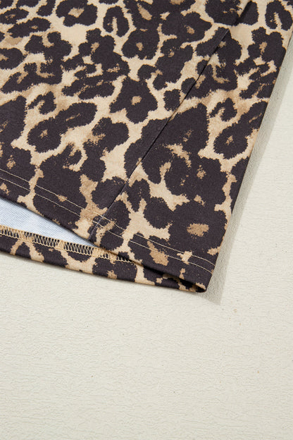 Leopard Varsity Stripe Contrast T-Shirt Dress
