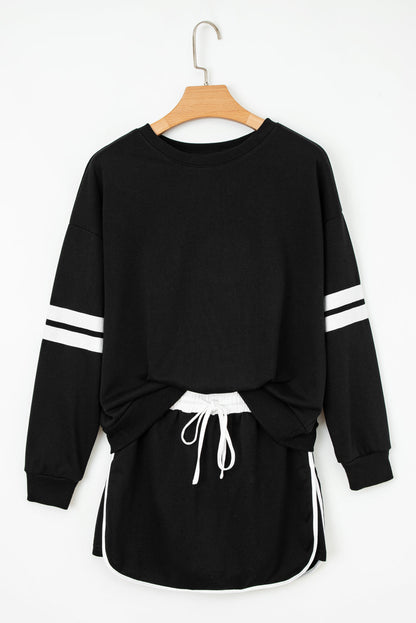 Varsity Stripe Pullover and Mini Skirt Set