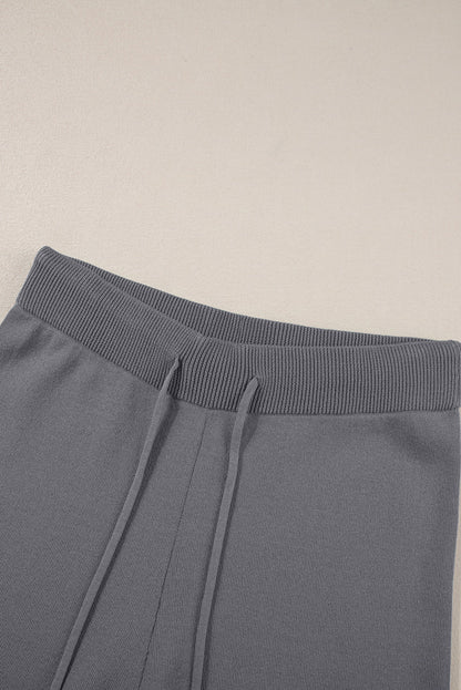 Contrast Trim Top and Drawstring Pants Set