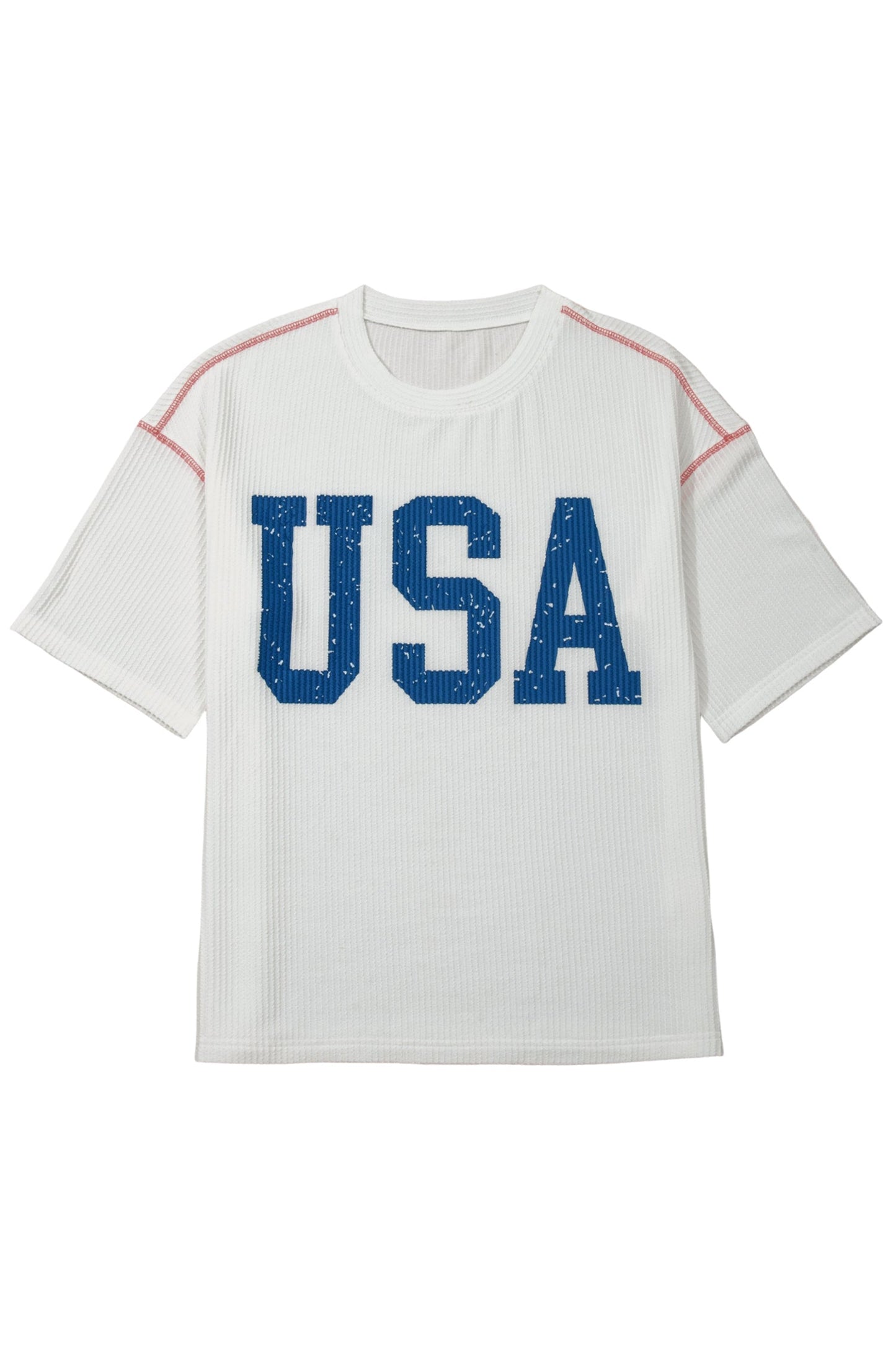 USA Corded Knit Short Sleeve Graphic Top