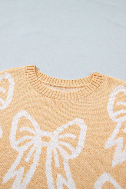 Bow Drop Shoulder Long Sleeve Sweater
