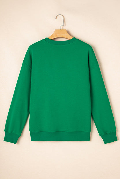 Solid Drop Shoulder Crewneck Pullover Sweatshirt