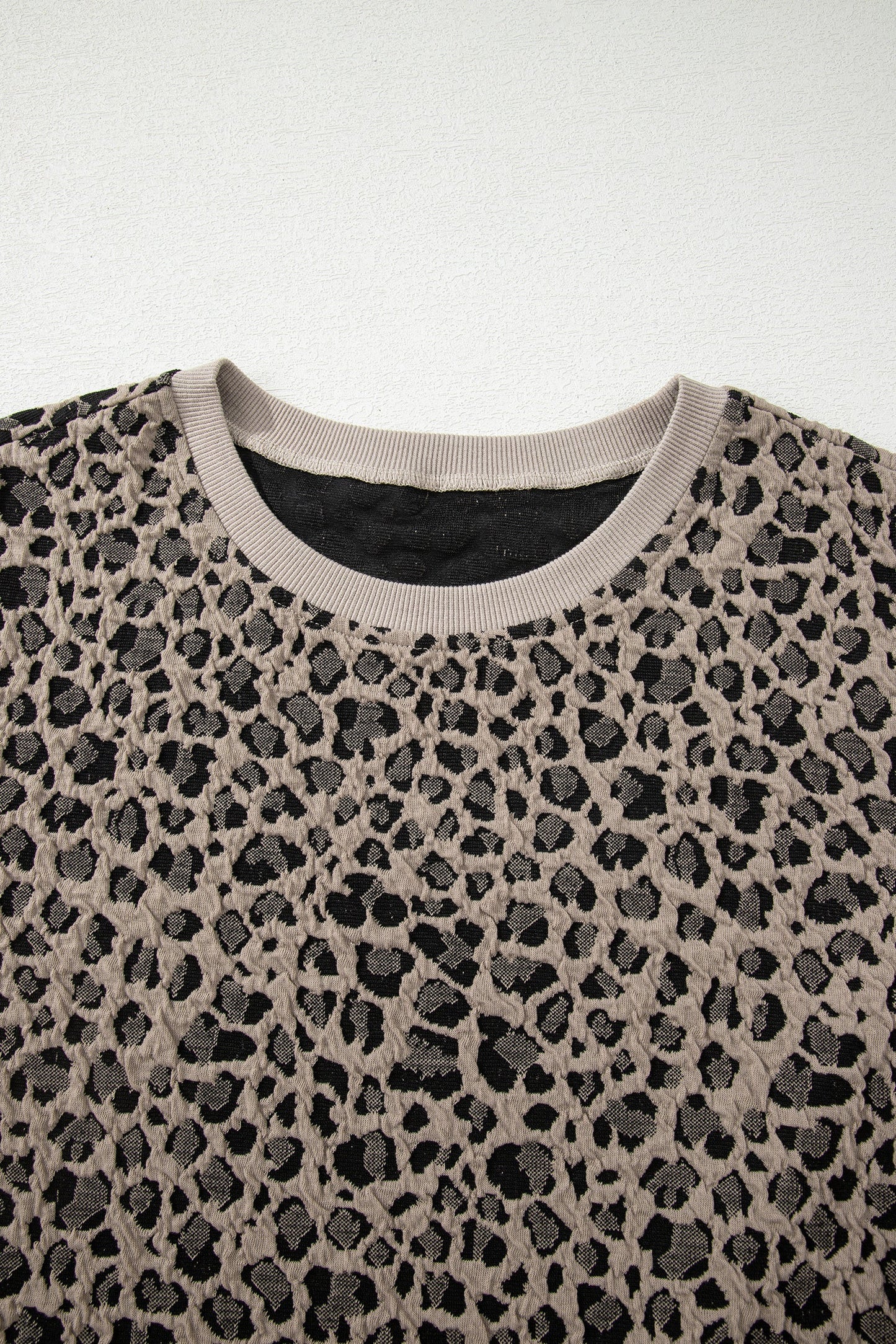 Plus Size Leopard Textured Short Sleeve T-Shirt