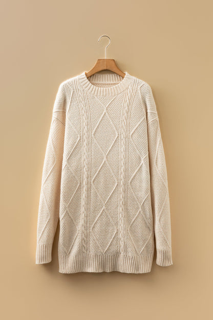 Cable Knit Drop Shoulder Sweater Dress