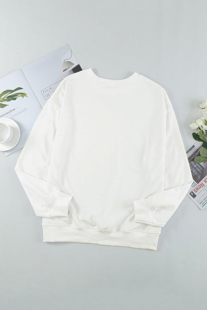 Solid Crew Neck Pullover Sweatshirt