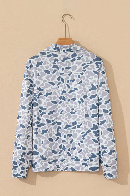 Camo Kangaroo Pocket Quarter Zip Sweatshirt