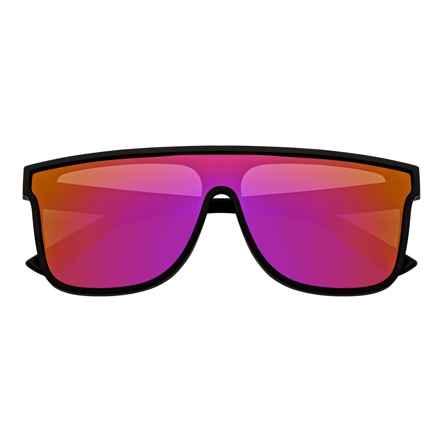 AEON - Flat Top Shield Polarized Sunglasses Mono Lens Black Purple Mirror