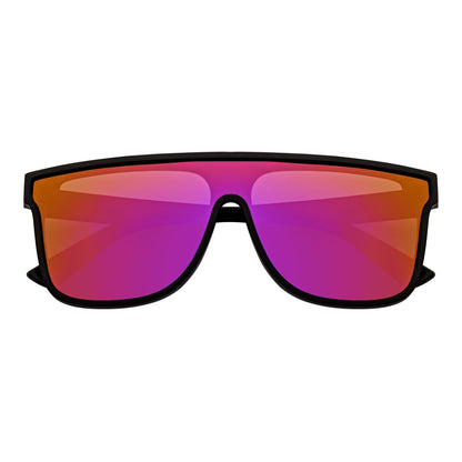 AEON - Flat Top Shield Polarized Sunglasses Mono Lens Black Purple Mirror