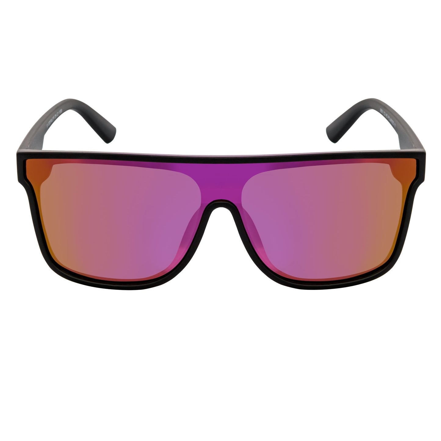 AEON - Flat Top Shield Polarized Sunglasses Mono Lens Black Purple Mirror