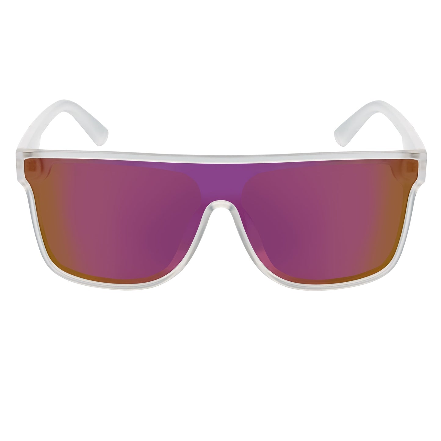 AEON - Flat Top Shield Polarized Sunglasses Mono Lens Frost Purple Mirror