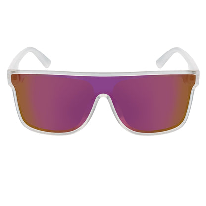 AEON - Flat Top Shield Polarized Sunglasses Mono Lens Frost Purple Mirror
